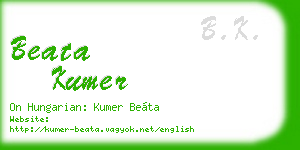 beata kumer business card